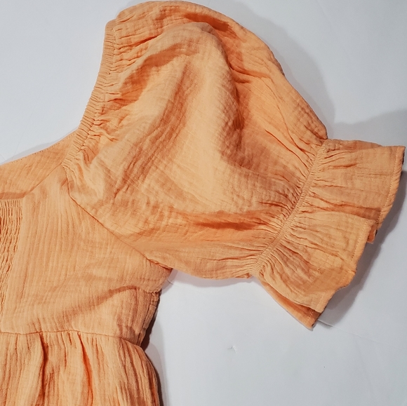 Beautiful Boho Laura Short Sleeve Tiered Midi Prairie Dress Peach Large W-457 - Picture 6 of 13